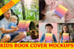 do 20 kids childrens 3d book cover mockup ebook