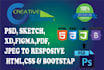 convert PSD to HTML,sketch to HTML,figma to HTML responsive