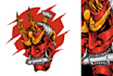 design hand draw oni mask logo ilustration