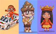 draw cute cartoon character flat design illustration