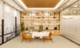 create office workspace, coworking open space and home office 3d interior design