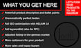 write a german full SEO optimized amazon listing for more traffic and clicks