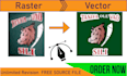 vector tracing, redraw, convert raster logo to vector art