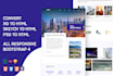 convert xd, sketch, PSD files to HTML, CSS, responsive bootstrap 4, 5