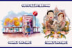 draw you cute kawai couple, family, pet and wedding anime chibi art