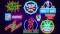 design  3d neon logo, neon sign and neon light effect design