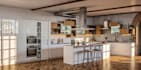 design realistic modern kitchen interior with 3d render