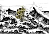 draw detailed pen and ink fantasy background illustration with crosshatching