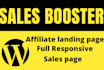 create sales booster affiliate landing page
