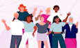 create a colorful flat and isometric illustration