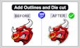 create outlines and die cut for logo, stickers, illustrations, etc