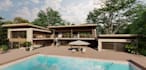 design landscape backyard terrace and 3d animation render