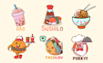 design cartoon food restaurant and beverages logo