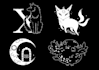 create a black and white, dark, cartoon logo