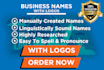 manually generate unique business name and logo with slogan