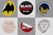design sticker patch pin badge label with print ready