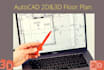 make 2d, floor map in autocad , image to dwg