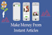 sell full fresh new approved facebook instant articles