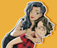 draw couple cartoon character and a pet