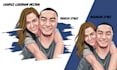 draw a couple photos into a unique cartoon vector