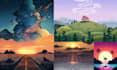 illustrate nature landscapes, sky, space backgrounds