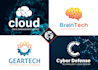 do modern tech startup crypto, cyber security technology logo design