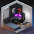 create an isometric 3d gaming room