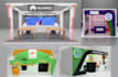 design exhibition booth, kiosk, 3d stand, virtual booth