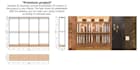 drawing of a wardrobe, kitchen, cabinets, bed etc