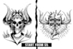 draw japanese black and white horror, dark art illustration