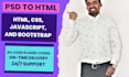 convert PSD, xd, figma, sketch to HTML with responsive
