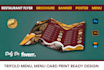 design professional restaurant flyer, trifold menu or menu card