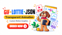 create animated gifs, lottie json and transparent animations