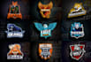 design an esports logo, wolf, tiger, eagle, bear, fox