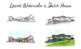 draw a detailed watercolor house, building, or landscape sketch