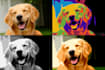 create 3 portraits in Warhol style