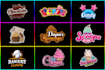 create candy, lollipop, chocolate, ice cream, bakery logo