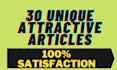 provide 30 seo friendly unique articles for adsense approval