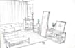 do simple hand draw interior sketch