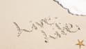 write any message or name on a tropical beach sand