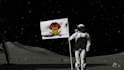 make astronaut moon flag logo reveal animation