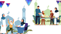 do islamic muslim illustration, flat islamic graphic for islamic children book