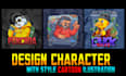 draw character design with cartoon style art
