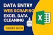 do scrapping, manual typing and mydata cleaning