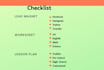 design worksheet, checklist, lead magnet and lesson plans