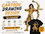 draw cartoon character design for t shirt and merch print