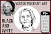 create a detailed vector portrait art in black and white