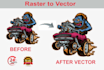 convert to manual vector, vector trace, vectorise, redraw, convert to vector