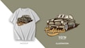 draw motorcycle and car vector illustration for t shirt