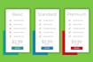 design pricing table, pricing list, comparison chart